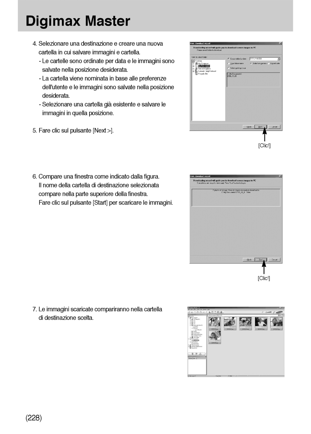 Samsung ER-GX10ZBBA/IT, ER-GX10ZBBH/DE, ER-GX10ZBBB/DE manual Fare clic sul pulsante Start per scaricare le immagini 