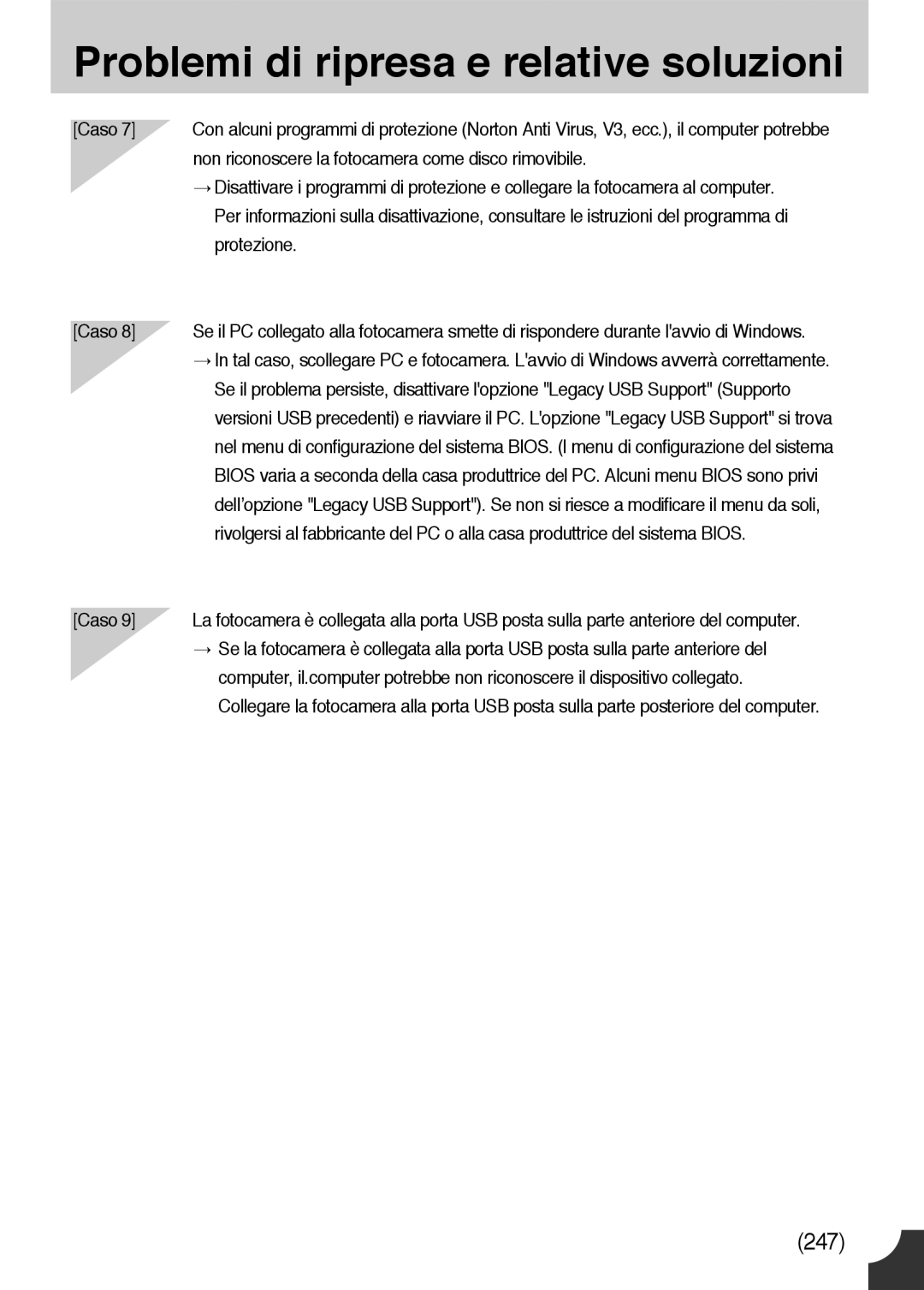 Samsung ER-GX10ZBBD/IT, ER-GX10ZBBH/DE, ER-GX10ZBBB/DE manual Non riconoscere la fotocamera come disco rimovibile, Protezione 