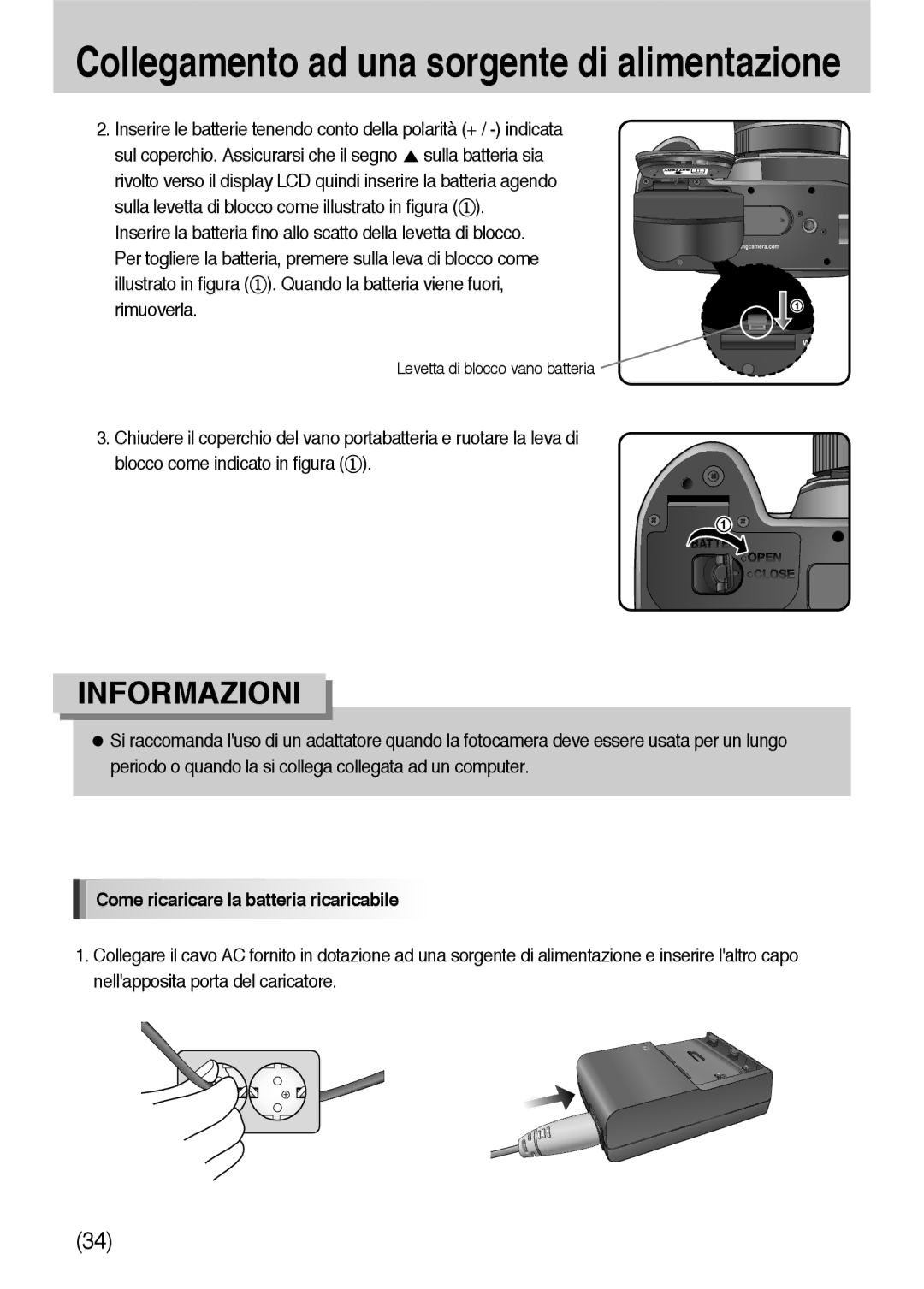 Samsung ER-GX10ZBBH/DE, ER-GX10ZBBB/DE, ER-GX10ZBBB/IT, ER-GX10ZBBD/IT manual Come ricaricare la batteria ricaricabile 