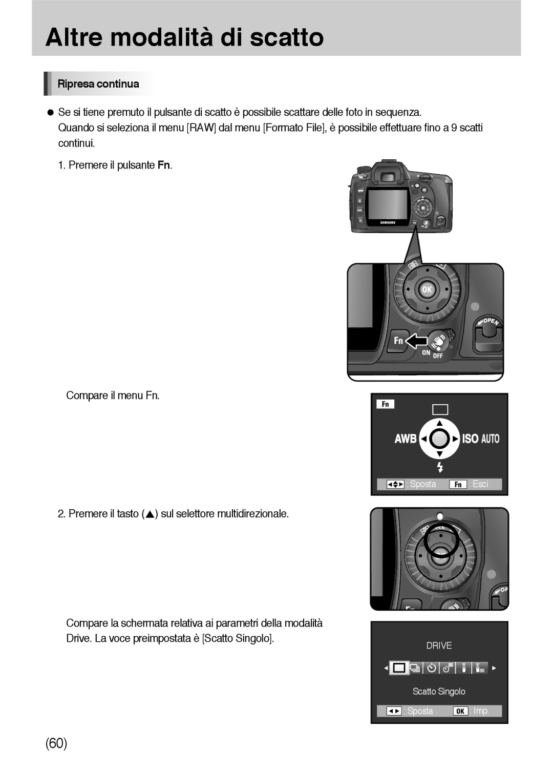 Samsung ER-GX10ZBBA/IT, ER-GX10ZBBH/DE, ER-GX10ZBBB/DE, ER-GX10ZBBB/IT manual Altre modalità di scatto, Ripresa continua 