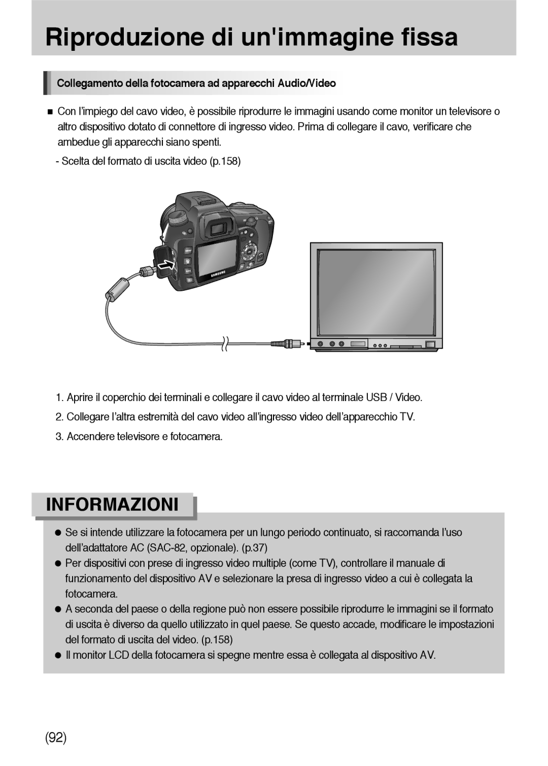 Samsung ER-GX10ZBBB/IT, ER-GX10ZBBH/DE, ER-GX10ZBBB/DE manual Collegamento della fotocamera ad apparecchi Audio/Video 