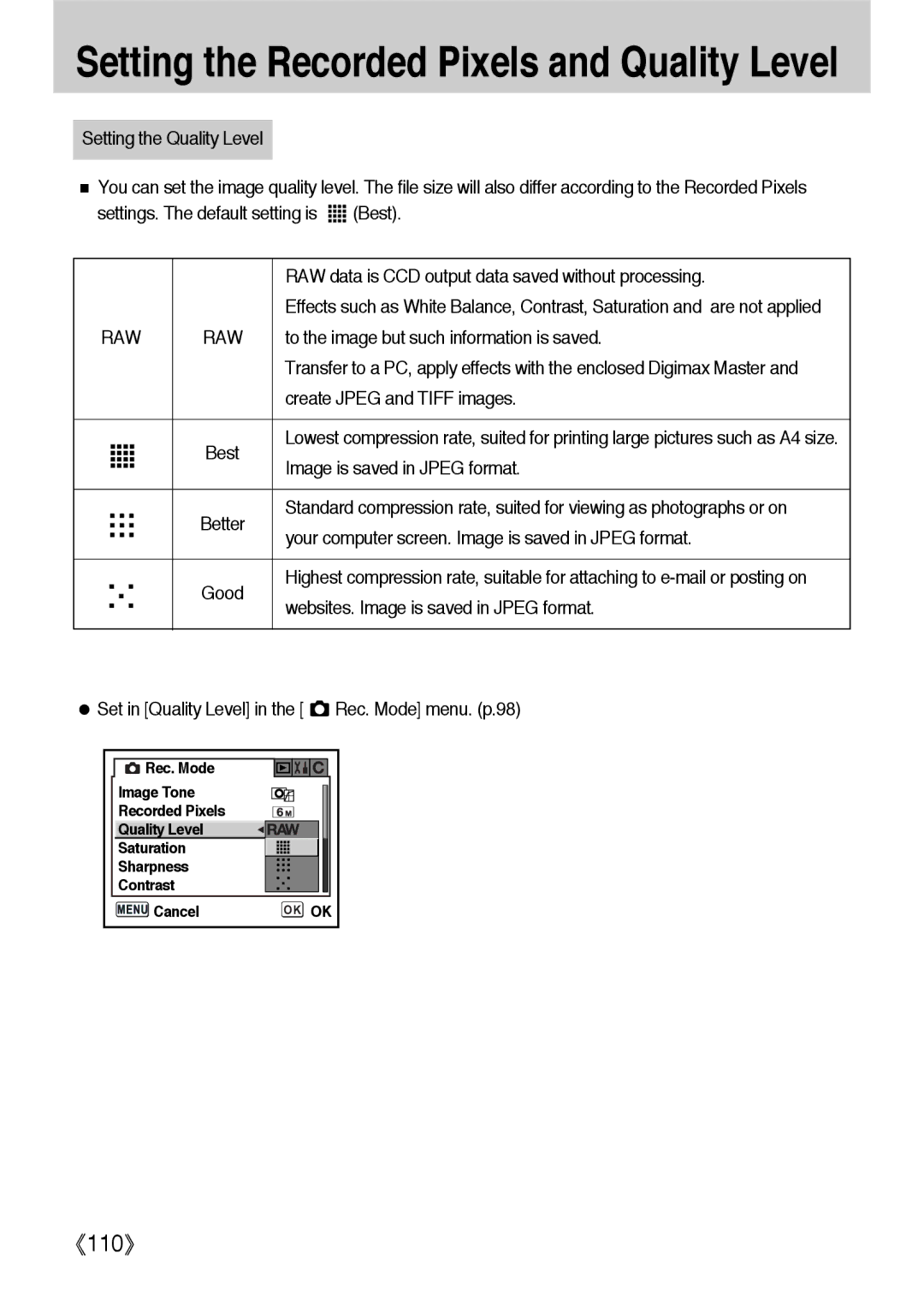 Samsung ER-GX1LZBBA/NL, ER-GX1LZBBA/FR, ER-GX1LZBAA To the image but such information is saved, Create Jpeg and Tiff images 