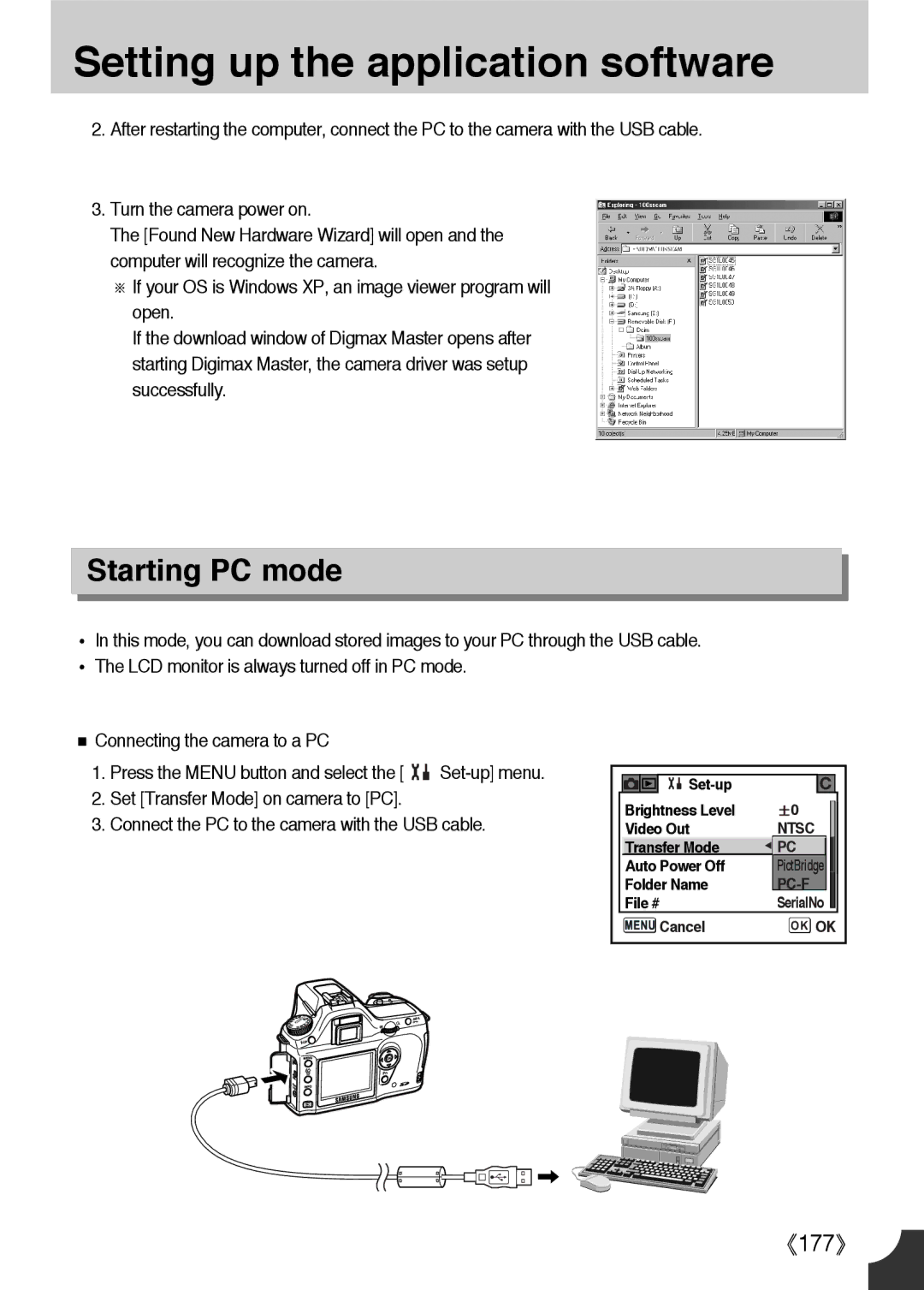 Samsung ER-GX1LZBAB, ER-GX1LZBBA/FR, ER-GX1LZBBA/E1, ER-GX1LZBAA, ER-GX1LZBBA/US, ER-GX1LZBBA/GB manual Starting PC mode 