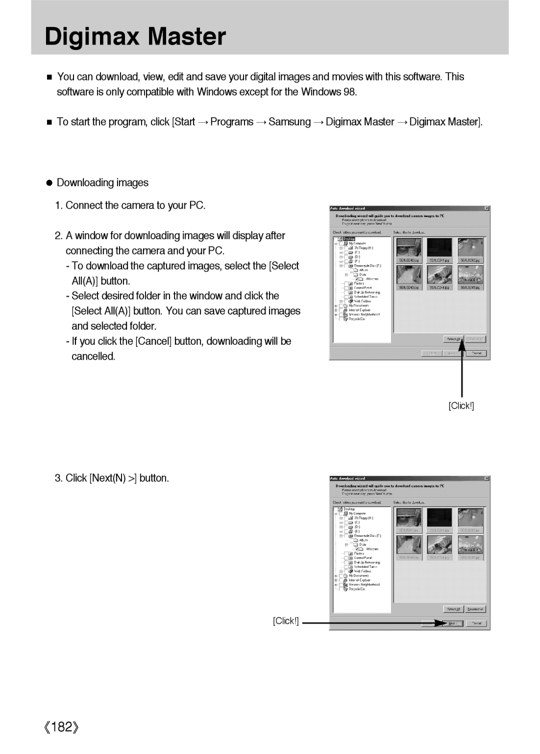 Samsung ER-GX1LZBBA/E1, ER-GX1LZBBA/FR, ER-GX1LZBAA, ER-GX1LZBAB, ER-GX1LZBBA/US manual Digimax Master, Click NextN button 