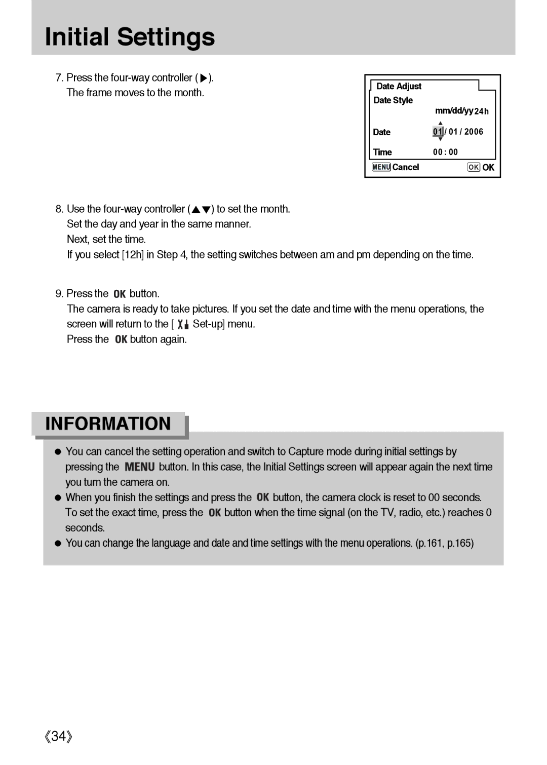 Samsung ER-GX1LZBBA/FR, ER-GX1LZBBA/E1, ER-GX1LZBAA manual Press the four-way controller . The frame moves to the month 