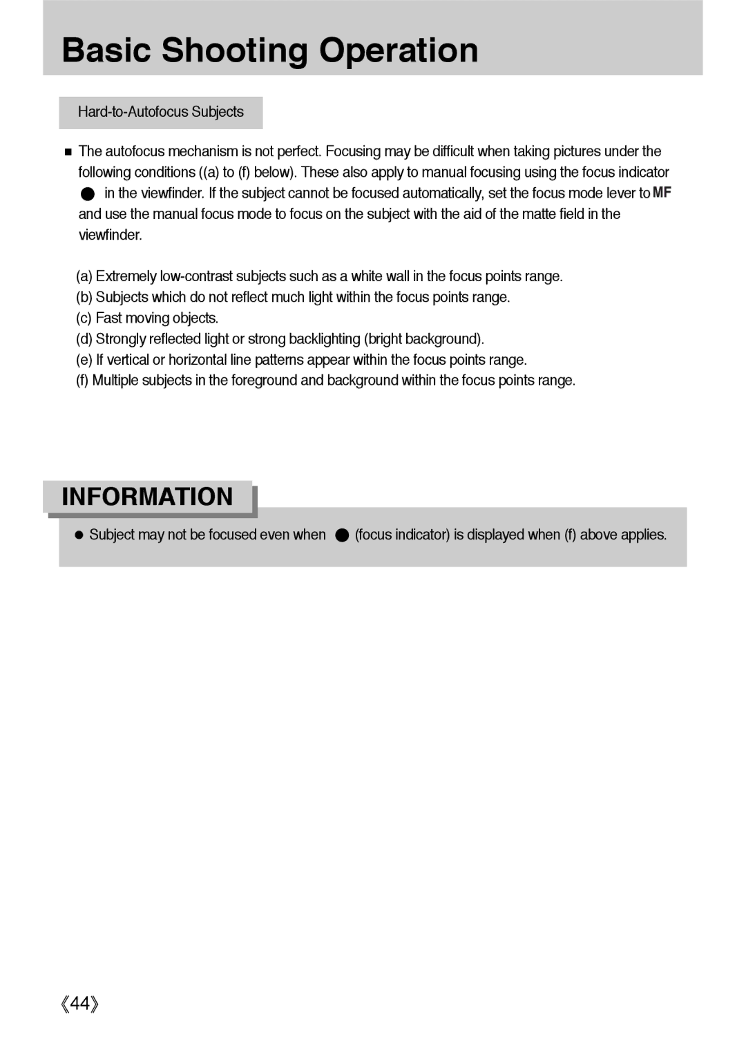 Samsung ER-GX1LZBAB, ER-GX1LZBBA/FR, ER-GX1LZBBA/E1, ER-GX1LZBAA, ER-GX1LZBBA/US, ER-GX1LZBBA/GB manual Basic Shooting Operation 