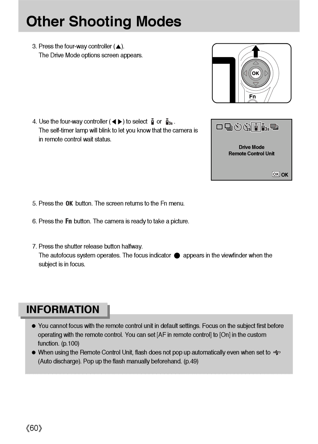 Samsung ER-GX1LZBBA/GB, ER-GX1LZBBA/FR, ER-GX1LZBBA/E1, ER-GX1LZBAA, ER-GX1LZBAB manual Drive Mode Remote Control Unit 