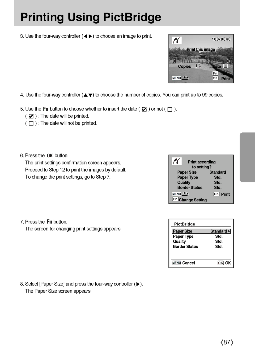 Samsung ER-GX1LZBBA/US, ER-GX1LZBBA/FR, ER-GX1LZBBA/E1, ER-GX1LZBAA, ER-GX1LZBAB manual To choose an image to print, Or not 