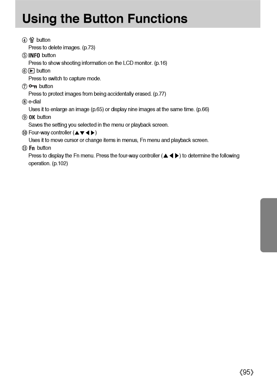 Samsung ER-GX1LZBBA/GB, ER-GX1LZBBA/FR, ER-GX1LZBBA/E1 manual Press to display the Fn menu. Press the four-way controller 