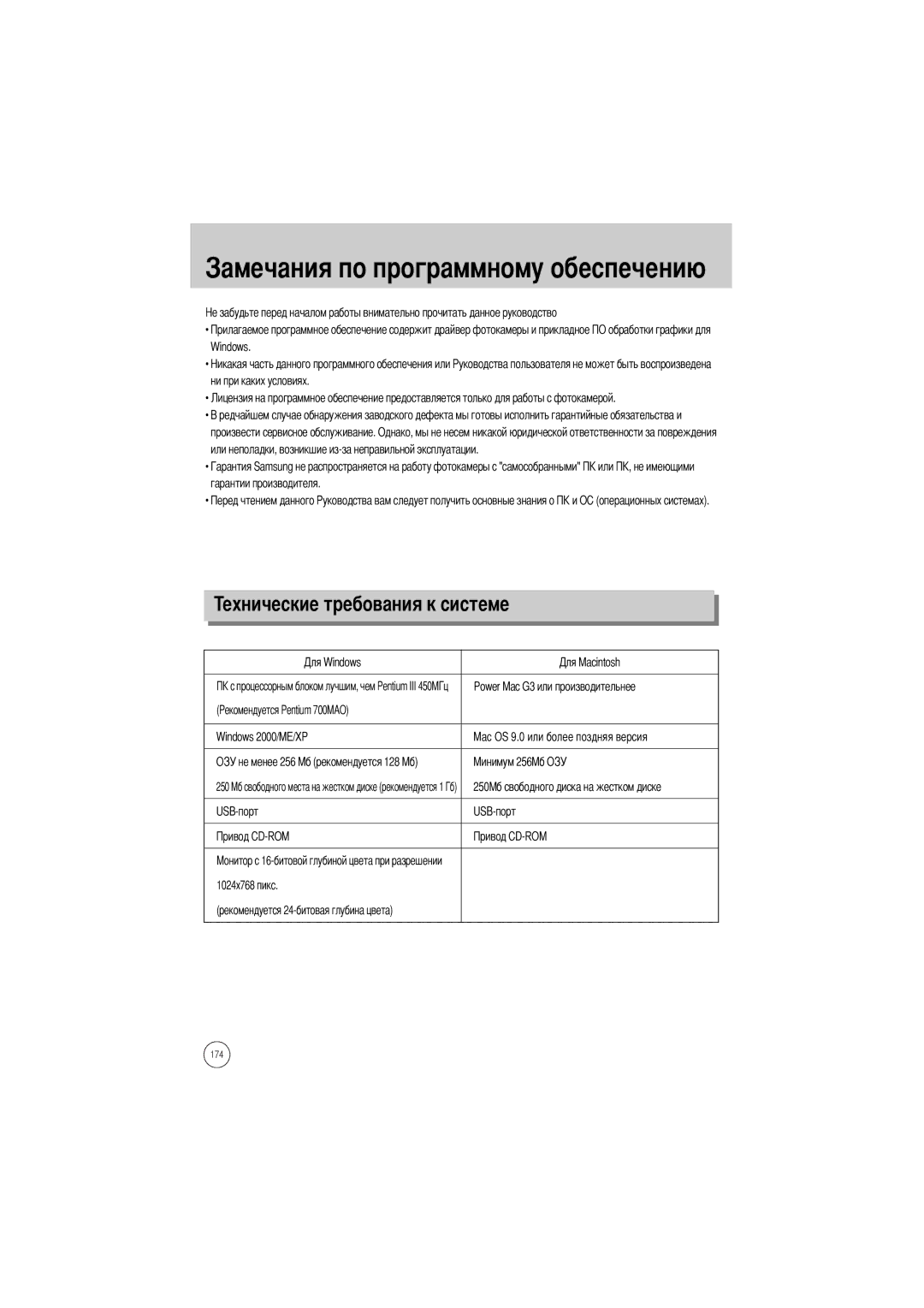 Samsung ER-GX1LZBBA/FR manual Windows Ни при каких условиях, Гарантии производителя, Power Mac G3 или производительнее 