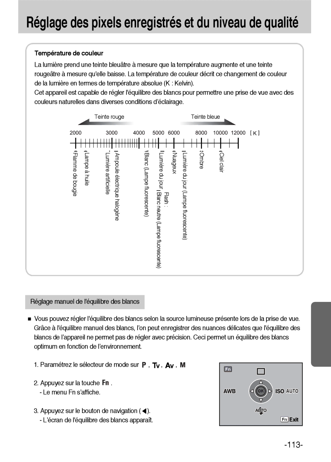 Samsung ER-GX1LZBBA/FR, ER-GX1LZBBA/E1 manual Température de couleur 