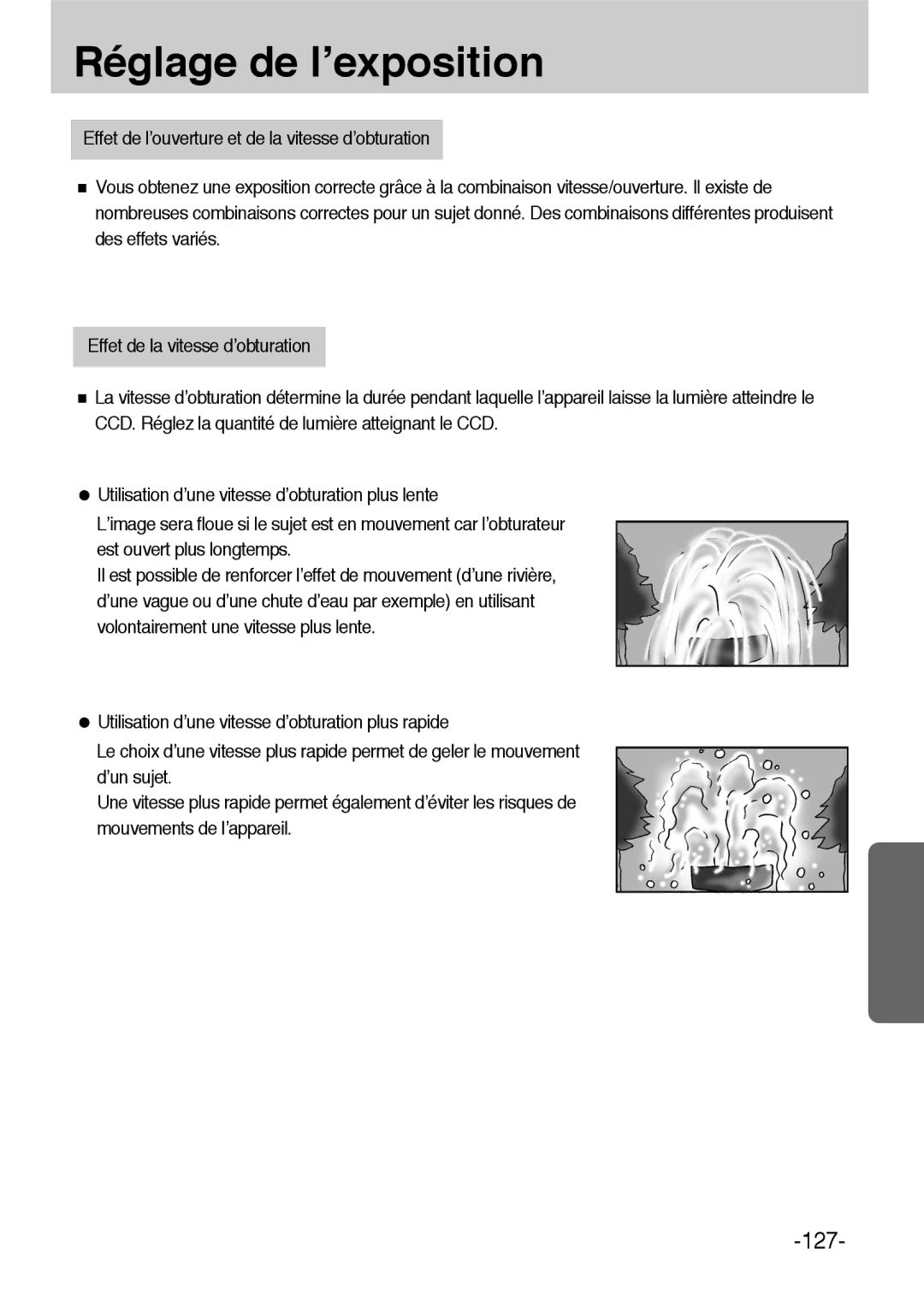 Samsung ER-GX1LZBBA/FR, ER-GX1LZBBA/E1 manual Réglage de l’exposition 