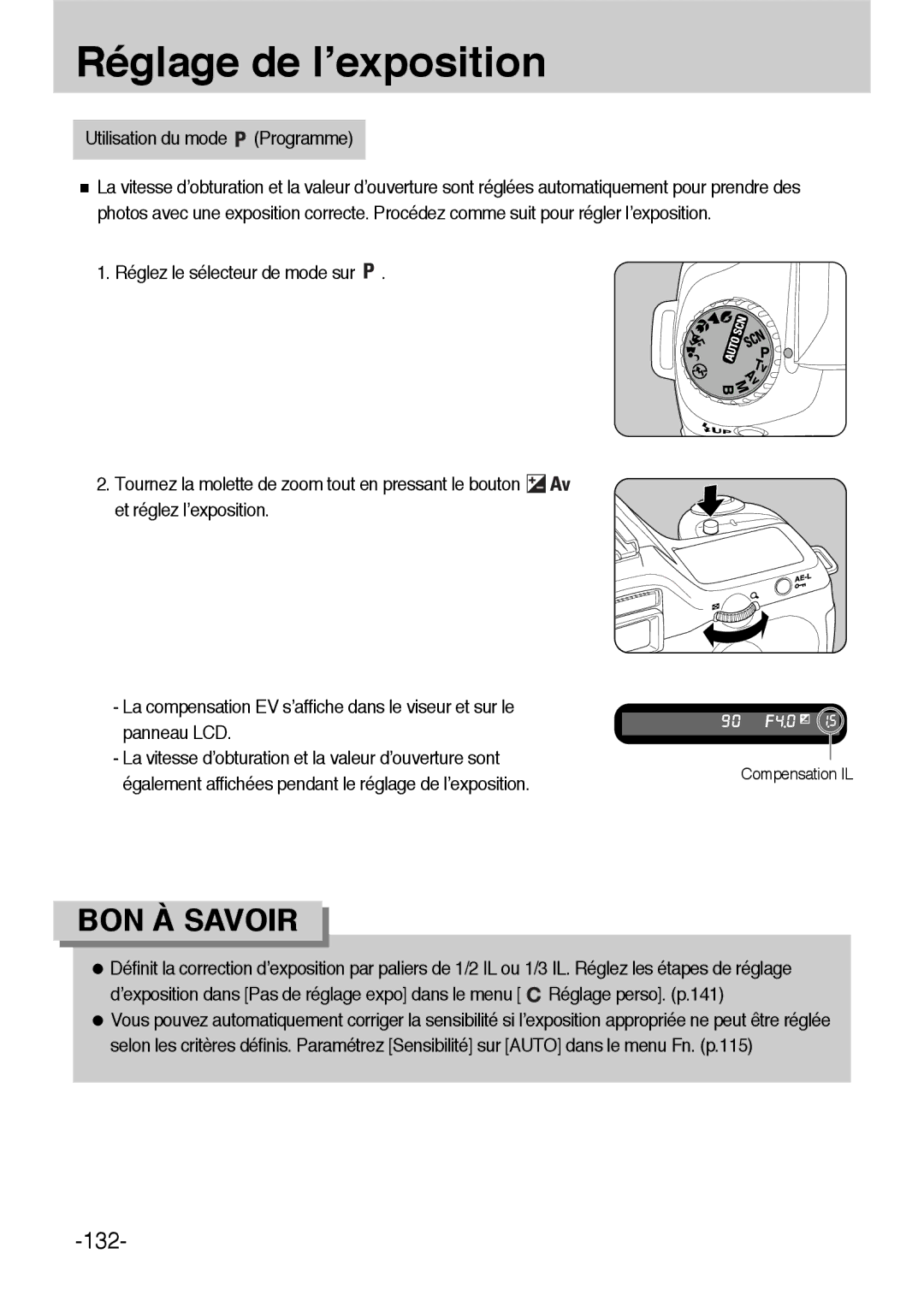 Samsung ER-GX1LZBBA/E1, ER-GX1LZBBA/FR manual Utilisation du mode Programme 