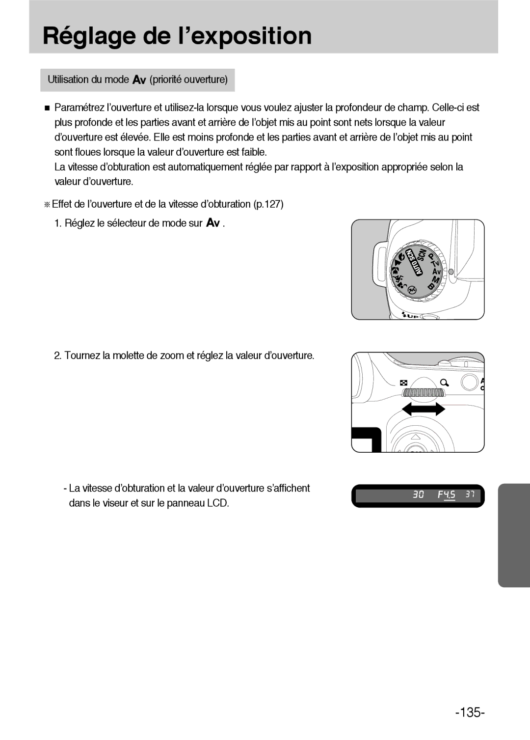 Samsung ER-GX1LZBBA/FR, ER-GX1LZBBA/E1 manual Utilisation du mode priorité ouverture 