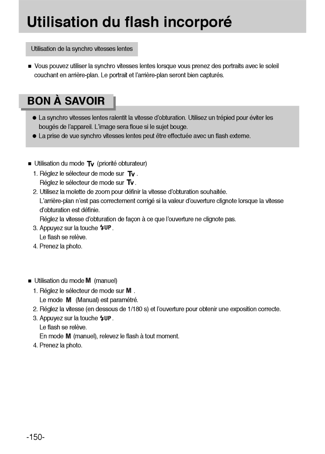 Samsung ER-GX1LZBBA/E1, ER-GX1LZBBA/FR manual Utilisation de la synchro vitesses lentes 