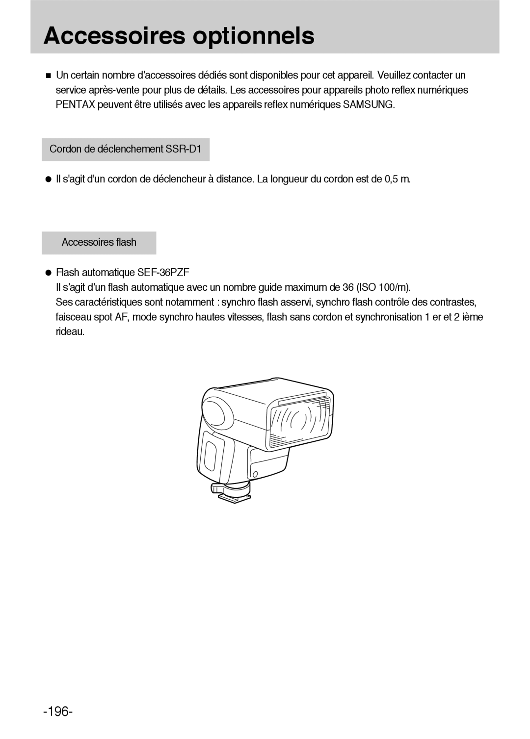 Samsung ER-GX1LZBBA/E1, ER-GX1LZBBA/FR manual Accessoires optionnels 