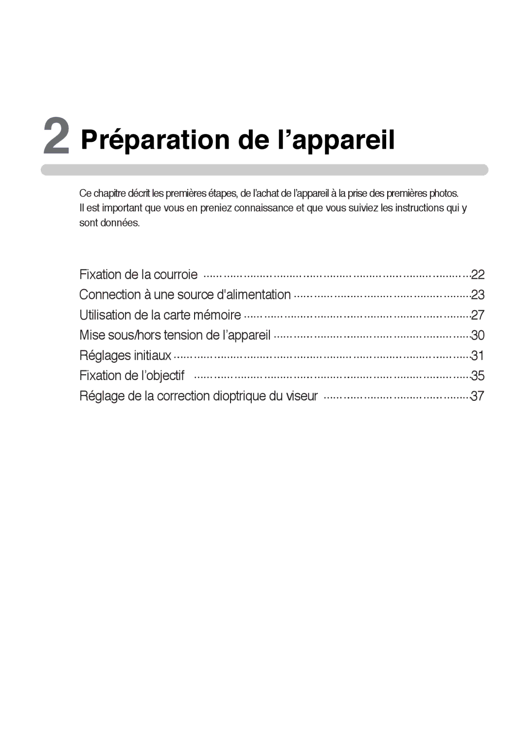 Samsung ER-GX1LZBBA/FR, ER-GX1LZBBA/E1 manual Préparation de l’appareil 