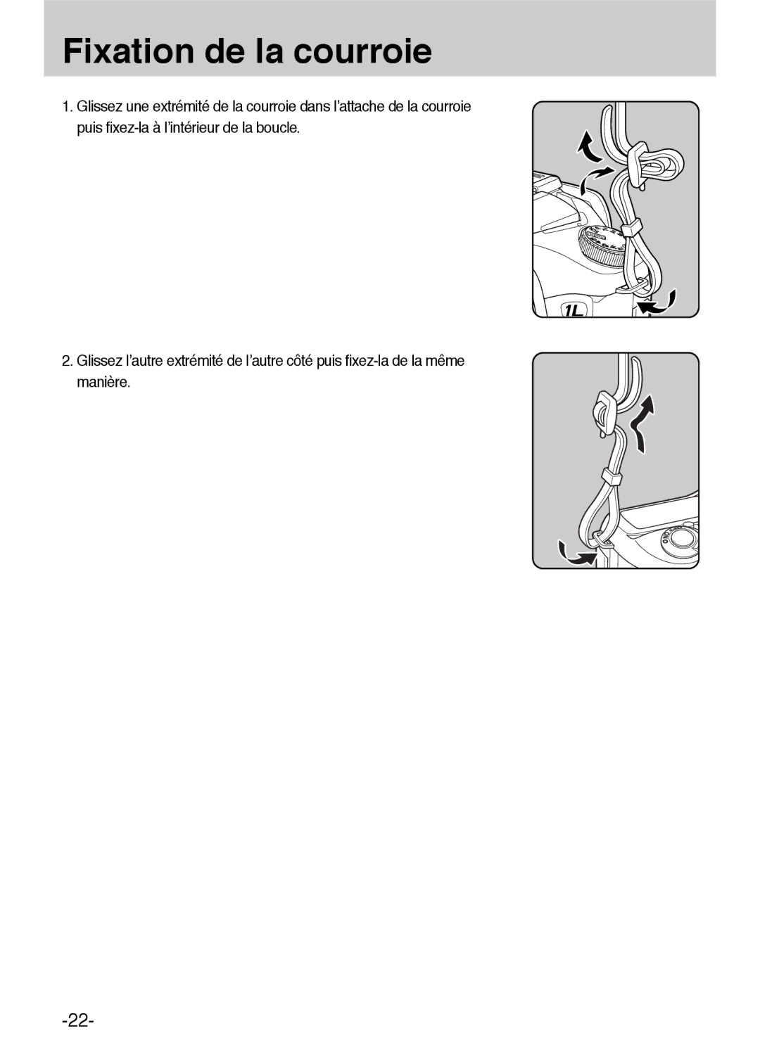 Samsung ER-GX1LZBBA/E1, ER-GX1LZBBA/FR manual Fixation de la courroie 