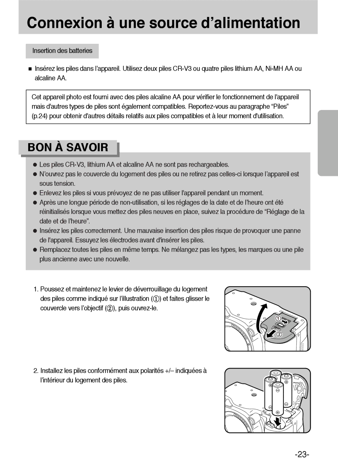 Samsung ER-GX1LZBBA/FR, ER-GX1LZBBA/E1 manual Connexion à une source d’alimentation 