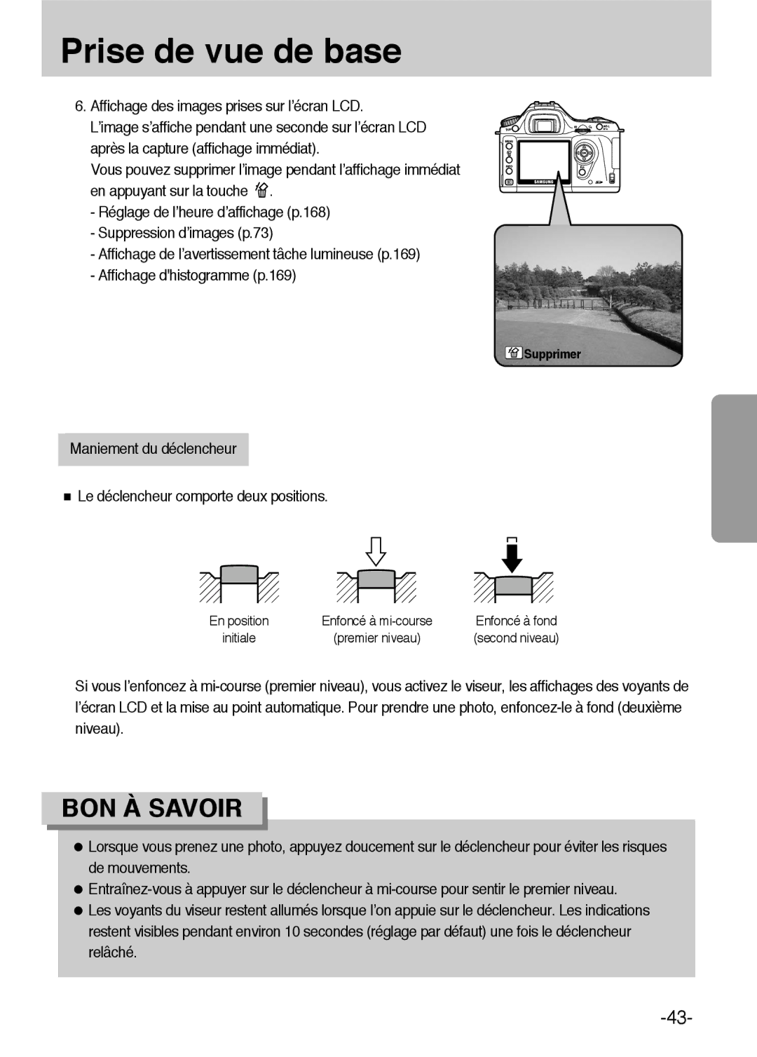 Samsung ER-GX1LZBBA/FR, ER-GX1LZBBA/E1 manual Affichage des images prises sur l’écran LCD 