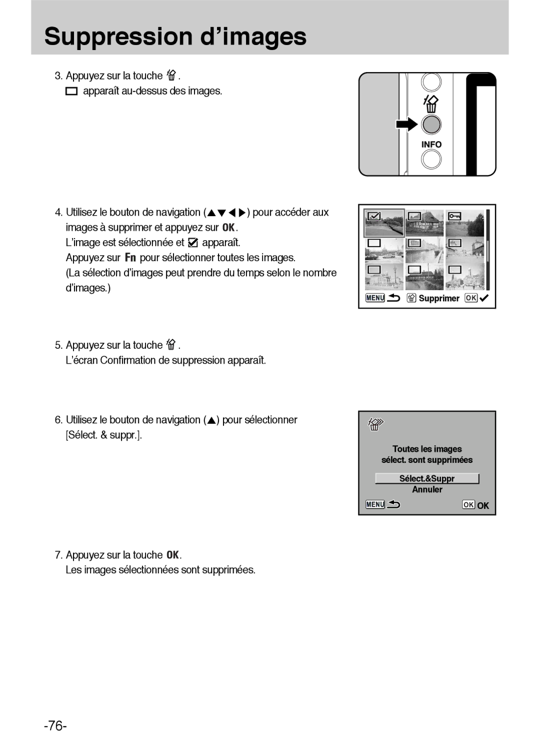 Samsung ER-GX1LZBBA/E1, ER-GX1LZBBA/FR manual Supprimer OK 