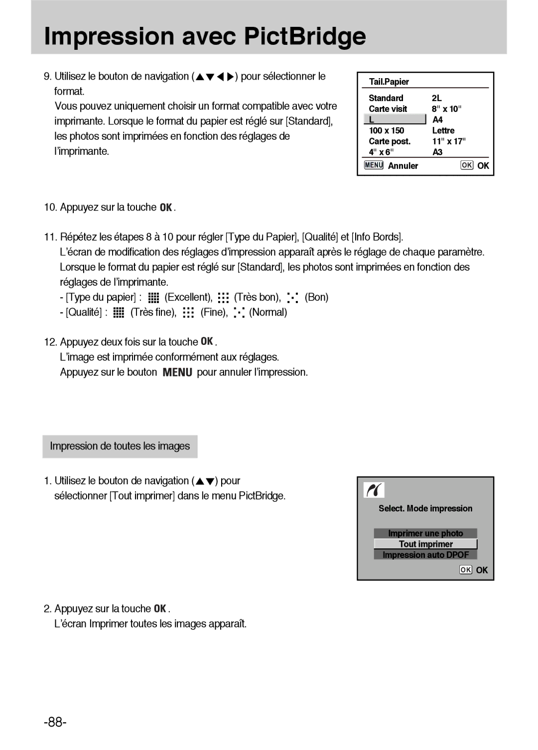 Samsung ER-GX1LZBBA/E1, ER-GX1LZBBA/FR manual Pour sélectionner le 