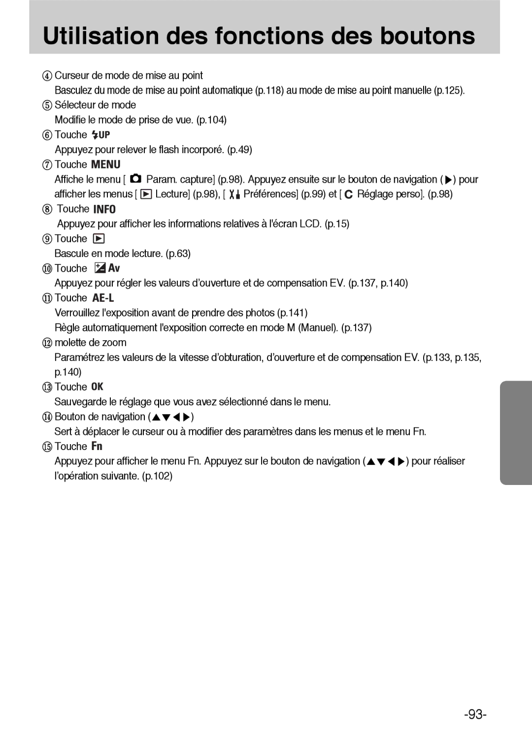 Samsung ER-GX1LZBBA/FR, ER-GX1LZBBA/E1 manual Afficher les menus 