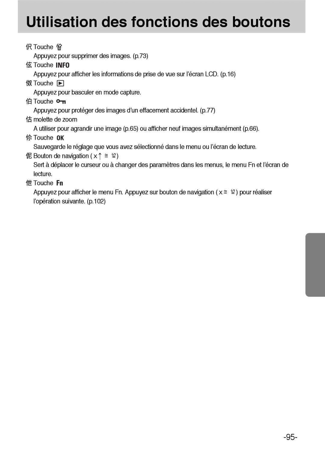 Samsung ER-GX1LZBBA/FR, ER-GX1LZBBA/E1 manual ’opération suivante. p.102 