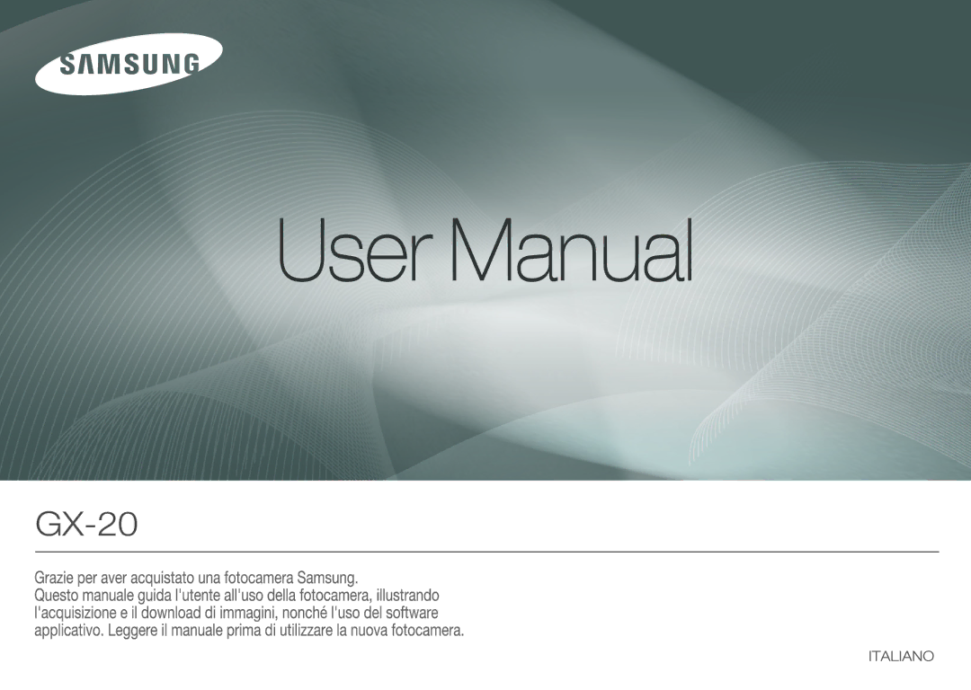 Samsung ER-GX20ZBBB/E1, ER-GX20ZBBC/E1, ER-GX20ZBBA/E1, ER-GX20ZBBA/IT manual 