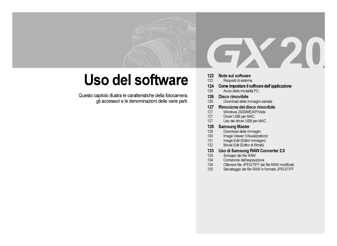 Samsung ER-GX20ZBBA/E1, ER-GX20ZBBC/E1, ER-GX20ZBBB/E1 manual Uso del software, Come impostare il software dell’applicazione 