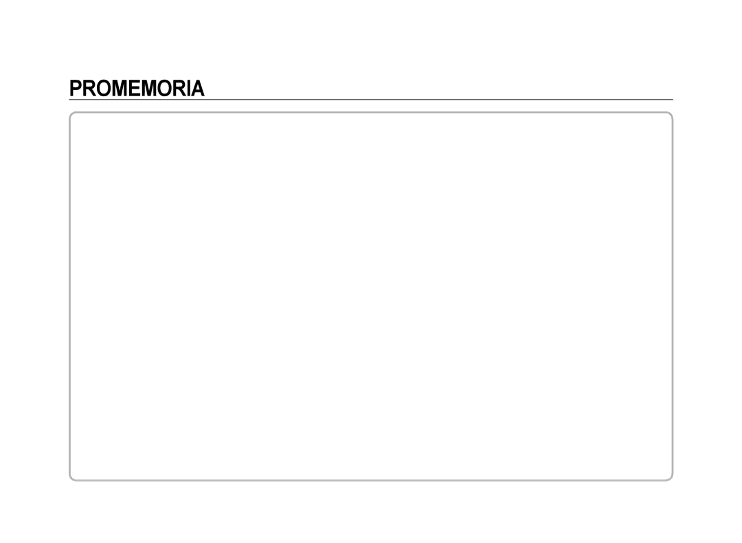 Samsung ER-GX20ZBBB/E1, ER-GX20ZBBC/E1, ER-GX20ZBBA/E1, ER-GX20ZBBA/IT manual Promemoria 