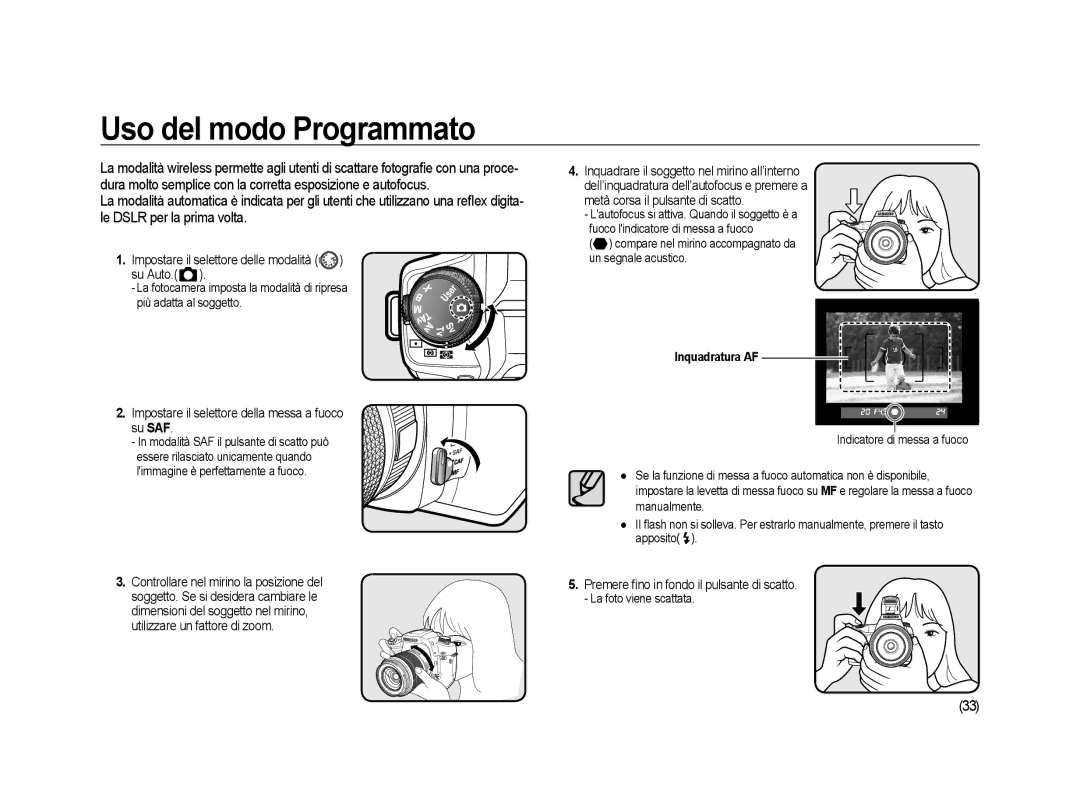 Samsung ER-GX20ZBBA/E1, ER-GX20ZBBC/E1 manual Uso del modo Programmato, Impostare il selettore delle modalità Su Auto 