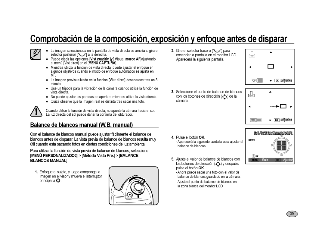 Samsung ER-GX20ZBBC/E1, ER-GX20ZBBB/E1, ER-GX20ZBBA/E1, ER-GX20ZBBC/ES, ER-GX20ZBBB/SP Balance de blancos manual W.B. manual 