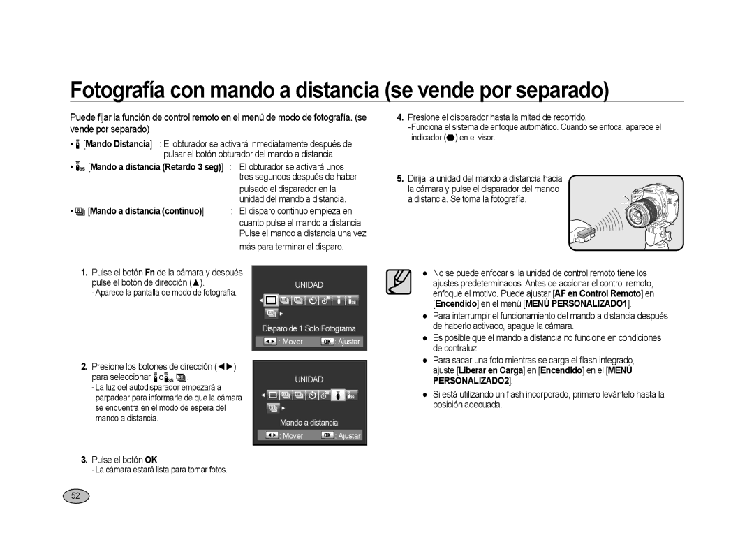 Samsung ER-GX20ZBBC/ES, ER-GX20ZBBC/E1 manual Fotografía con mando a distancia se vende por separado, Posición adecuada 