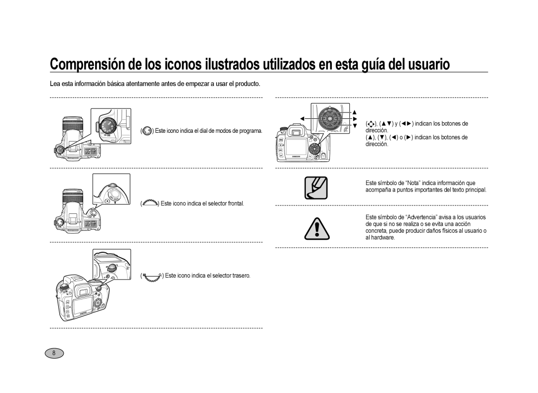 Samsung ER-GX20ZBBB/SP, ER-GX20ZBBC/E1, ER-GX20ZBBB/E1, ER-GX20ZBBA/E1, ER-GX20ZBBC/ES manual Indican los botones de dirección 