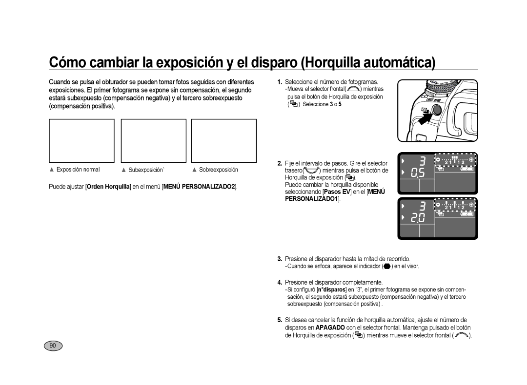 Samsung ER-GX20ZBBB/E1, ER-GX20ZBBC/E1 Seleccione el número de fotogramas, Fije el intervalo de pasos. Gire el selector 