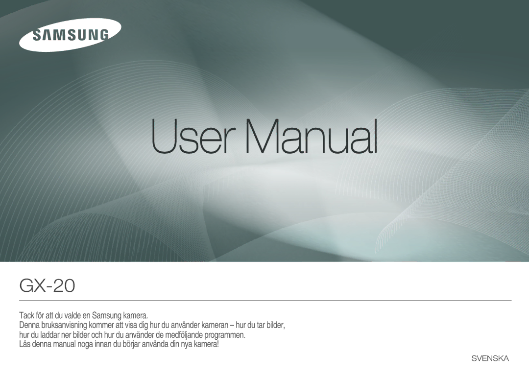 Samsung ER-GX20ZBBB/E1, ER-GX20ZBBC/E1, ER-GX20ZBBA/SE, ER-GX20ZBBA/E1, ER-GX20ZBBA/DK manual 