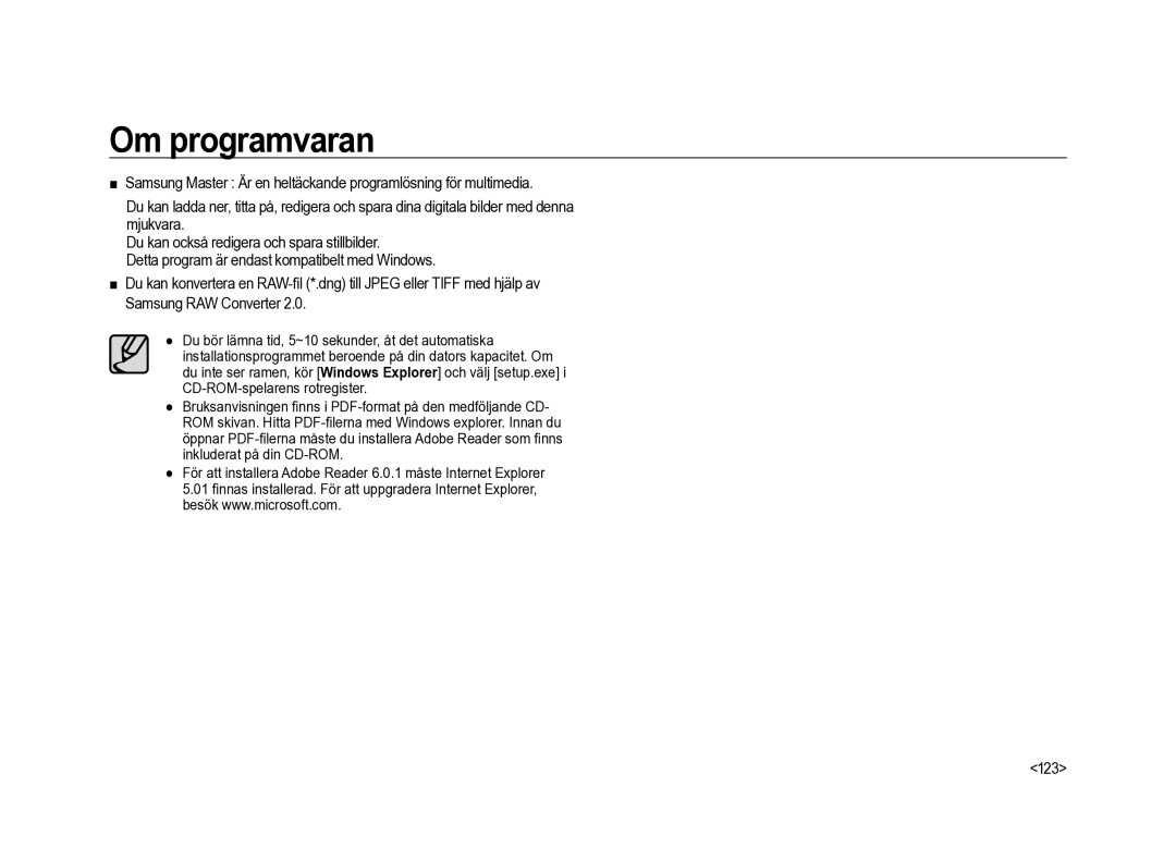 Samsung ER-GX20ZBBA/DK, ER-GX20ZBBC/E1, ER-GX20ZBBB/E1 manual 123, Du bör lämna tid, 5~10 sekunder, åt det automatiska 