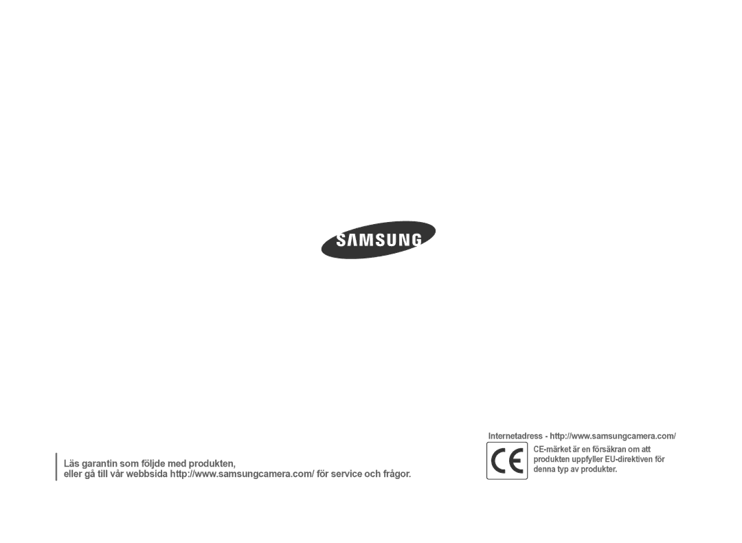 Samsung ER-GX20ZBBA/E1, ER-GX20ZBBC/E1, ER-GX20ZBBB/E1, ER-GX20ZBBA/SE, ER-GX20ZBBA/DK Läs garantin som följde med produkten 