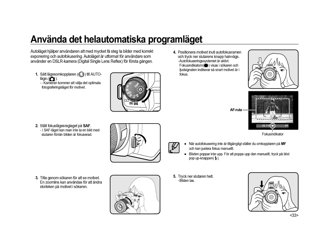 Samsung ER-GX20ZBBA/DK, ER-GX20ZBBC/E1, ER-GX20ZBBB/E1, ER-GX20ZBBA/SE manual Använda det helautomatiska programläget 