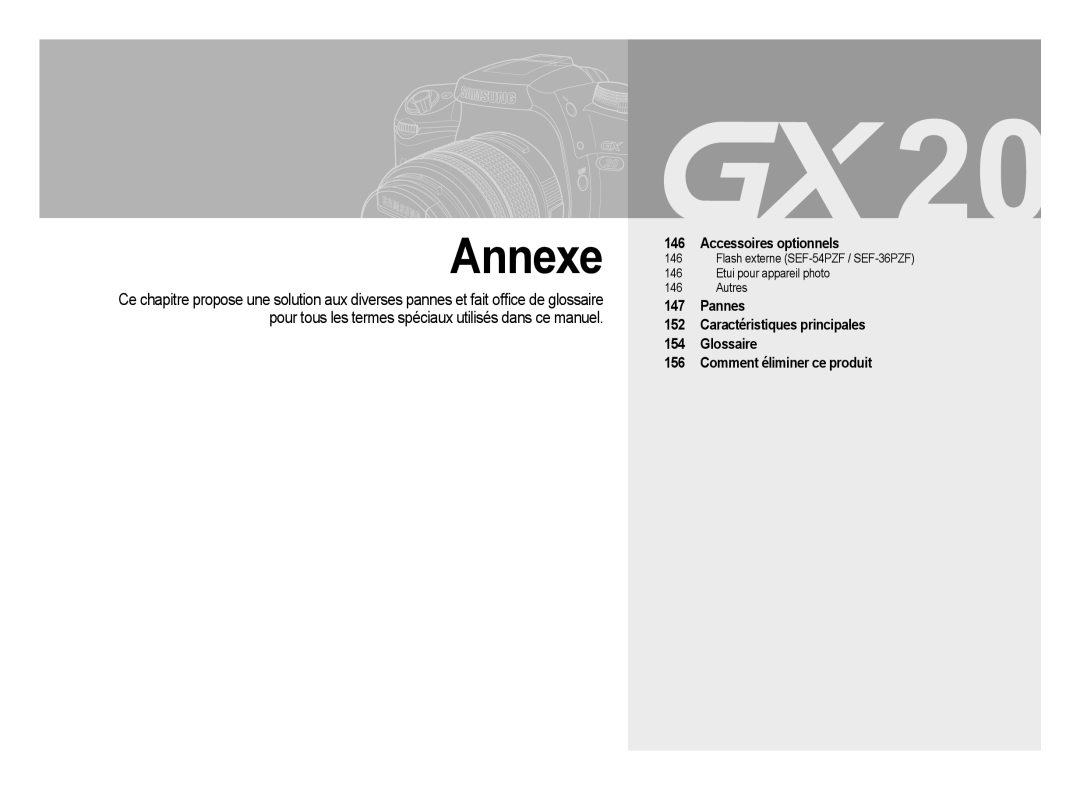 Samsung ER-GX20ZBBB/E1, ER-GX20ZBBC/E1, ER-GX20ZBBB/FR, ER-GX20ZBBA/SE, ER-GX20B01KFR, ER-GX20ZBBA/E1, ER-GX20ZBBA/DK Annexe 