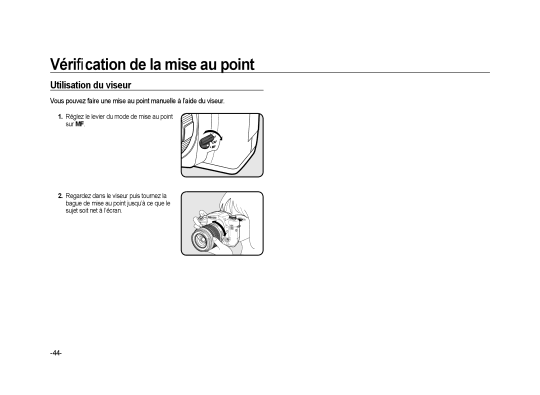 Samsung ER-GX20ZBBC/E1, ER-GX20ZBBB/FR, ER-GX20ZBBB/E1, ER-GX20ZBBA/SE manual Utilisation du viseur, Sujet soit net à l’écran 