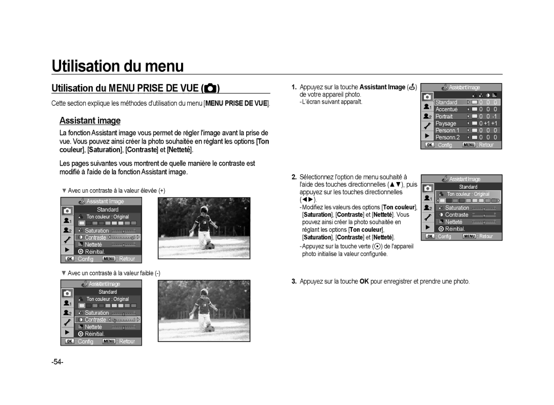 Samsung ER-GX20ZBBB/FR, ER-GX20ZBBC/E1, ER-GX20ZBBB/E1, ER-GX20ZBBA/SE Utilisation du Menu Prise DE VUE, Assistant image 