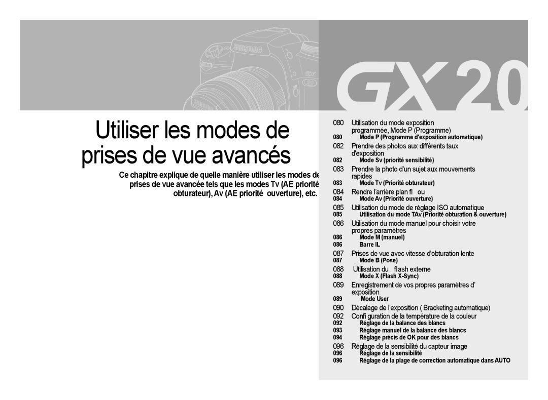 Samsung ER-GX20B02KFR manual Prises de vue avec vitesse dobturation lente, Enregistrement de vos propres paramètres d’ 