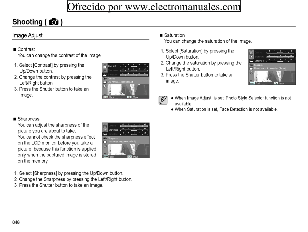 Samsung ES71, ES70 user manual Image Adjust 