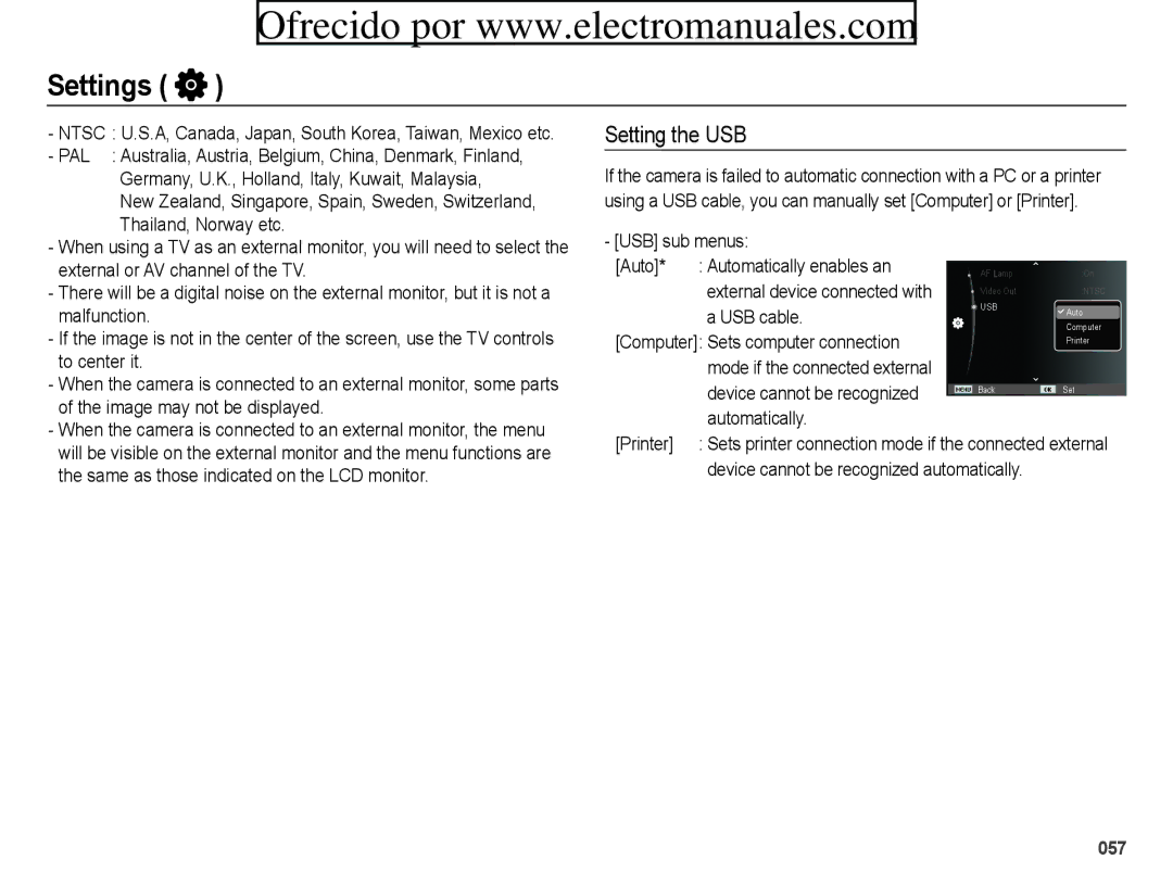 Samsung ES70, ES71 user manual Setting the USB, Device cannot be recognized automatically 