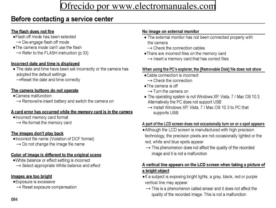 Samsung ES71 Remove/re-insert battery and switch the camera on, Re-format the memory card, Reset exposure compensation 