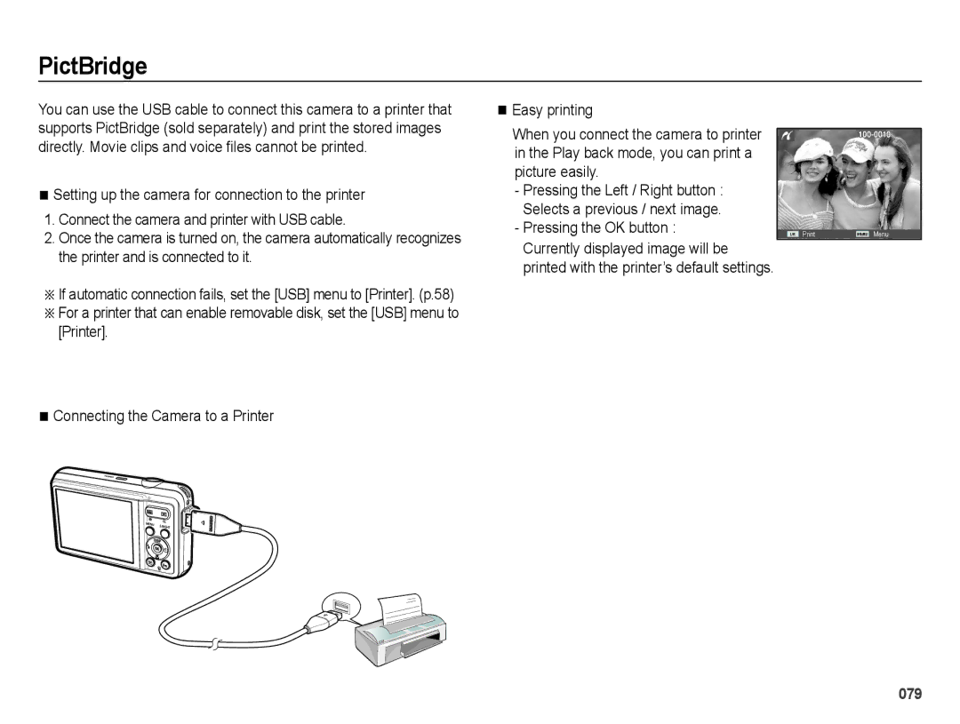 Samsung ES73, ES74 user manual PictBridge 