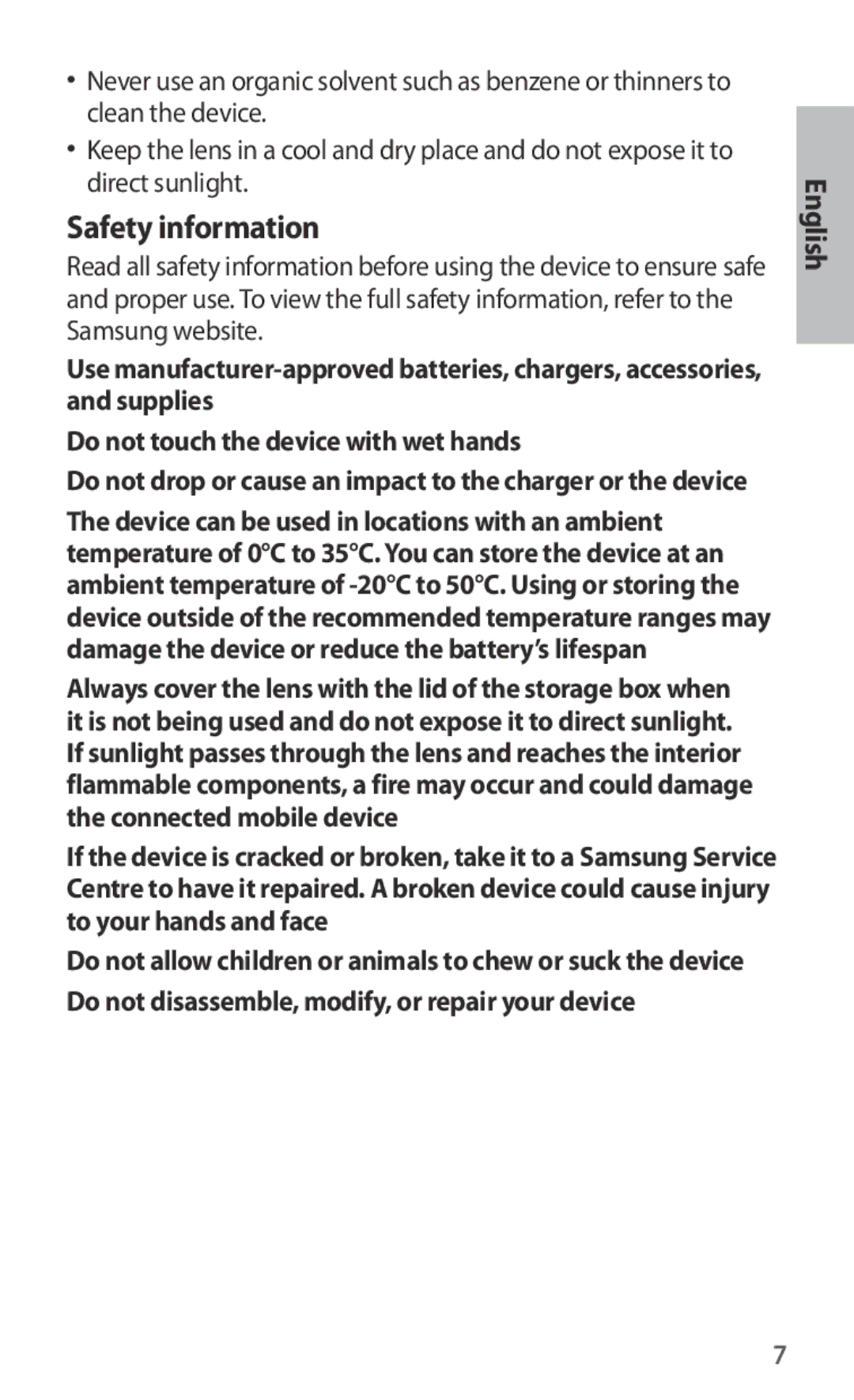 Samsung ET-CG935DBEGRU, ET-CG935DBEGWW, ET-CG930DBEGWW, ET-CG930DBEGRU manual Safety information 