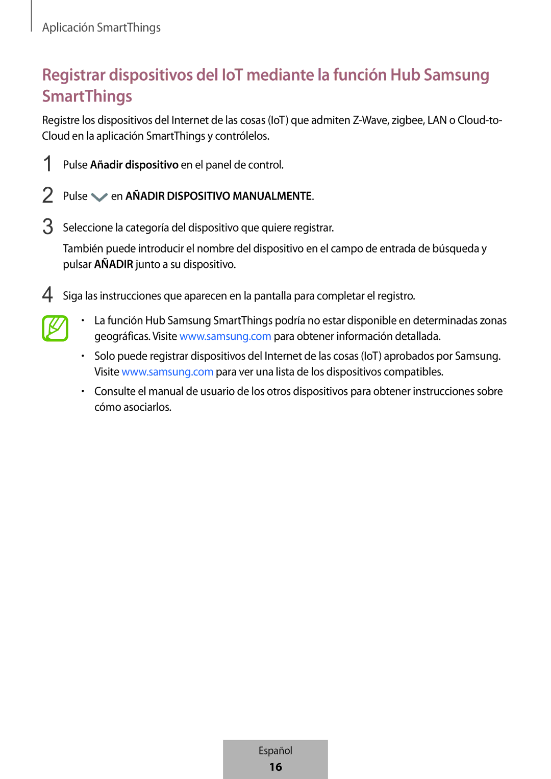 Samsung ET-WV523BWEGVF manual Pulse en Añadir Dispositivo Manualmente 